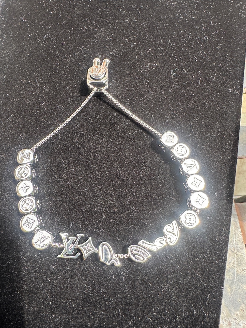 Bracelet adjustable  dice Silver-Tone Monogram